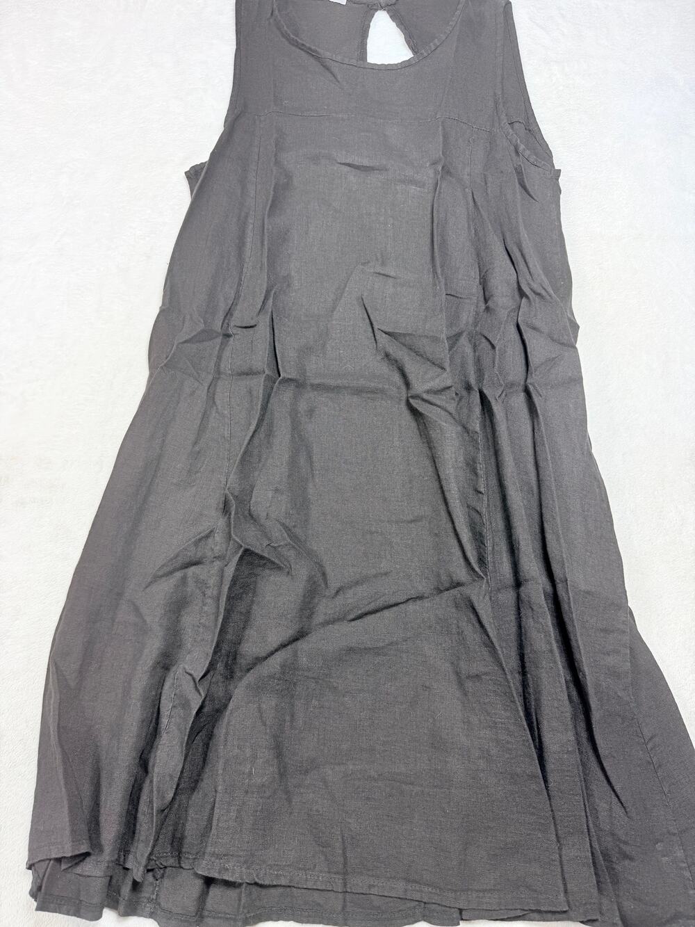 Liabella Italian Linen Lagenlook Tunic Dress Charcoal Black Womens Medium